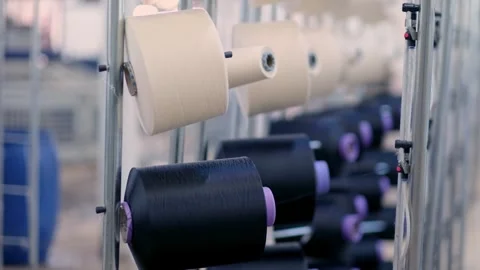 Thread Spools and Textile Production Infrastructure Stock Footage 329766603