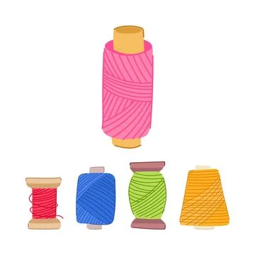Thread spools of different colors for sewing and craft Stock Illustration