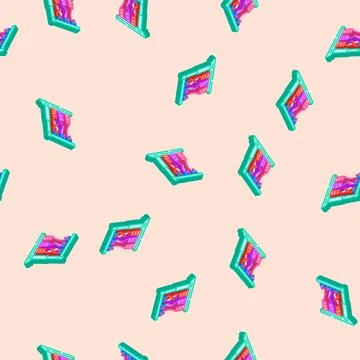 Thread spools embroidery hobby isometric icon seamless pattern Stockillustratie