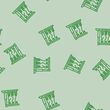 Thread spools embroidery hobby line vector seamless pattern Stock Illustration
