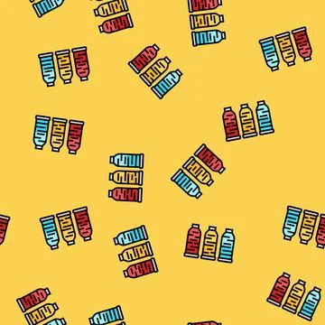 Thread spools embroidery hobby vector seamless pattern Stock Illustration