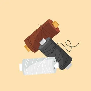 Thread spools in various colors, sewing spool collection in flat style Stock Illustration
