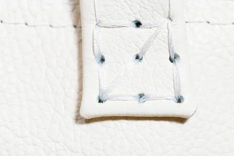 Thread stitch on white leather thread stitch on white leather close up ,pr... 写真素材