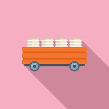 Thread trailer icon flat vector. Cotton machine 스톡 일러스트