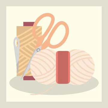 Thread yarn and scissor vector design 스톡 일러스트