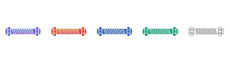 Threaded Bar Hardware Vector Icon Set Illustrazione stock
