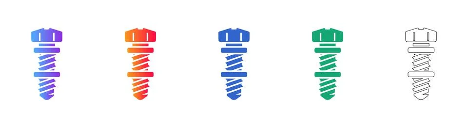 Threaded Bolt Isometric Vector Icons Stock Illustration