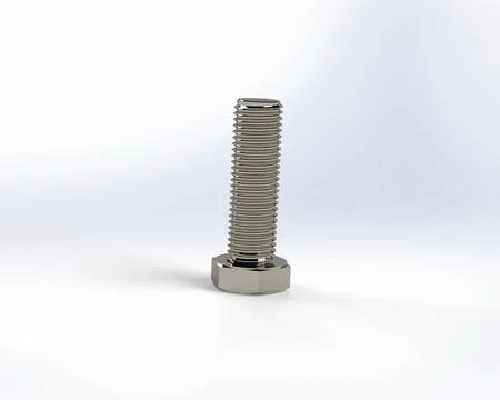 Threaded bolt on a white background. 3D Render Stock Illustration