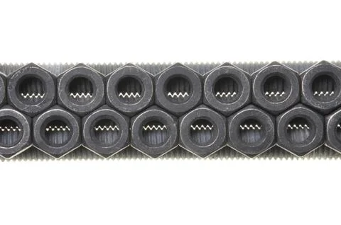 Threaded bolts and nuts Foto stock