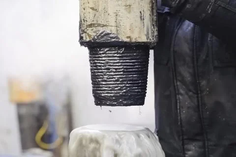 Threaded connection of tubing on drill table Stock Photos