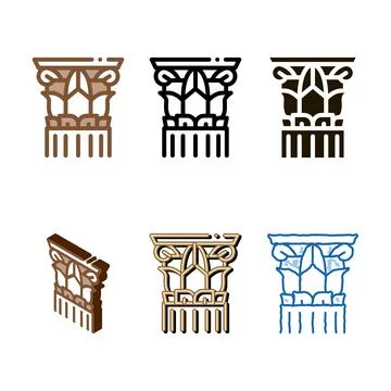 Threaded greek multistyle column icon vector outline 스톡 일러스트