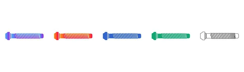 Threaded Metal Screw Fastener Vector Icon Set イラスト素材