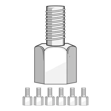 Threaded rod connecting to a coupler nut Stock Illustration