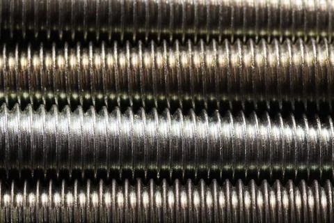 Threaded Steel Bolts Screw Thread Close-up Detail Stock Photos