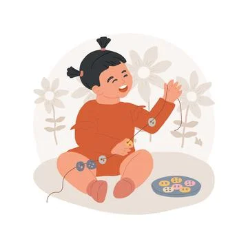 Threading and lacing isolated cartoon vector illustration. Illustrazione stock