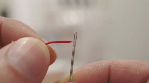 Threading Needle Fail Macro Stock Footage 35224101