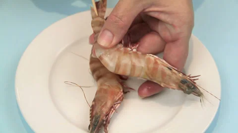 Threading Shrimps On Skewers 스톡 동영상 38072938