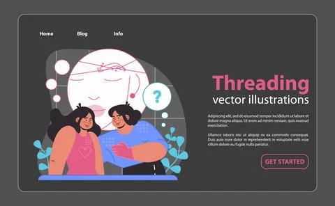 Threading technique showcase. Eyebrow shaping with precision, enhancing. Stock Illustration