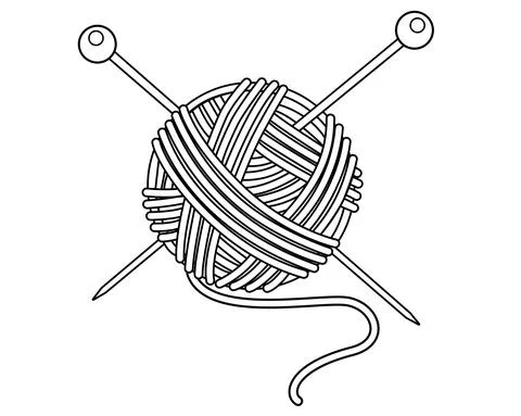 Threads and knitting needles - Knitting set - vector linear illustration Illustrazione stock