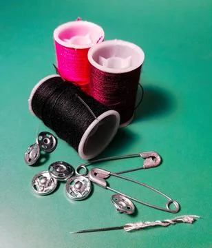 Threads and pins Stock Photos
