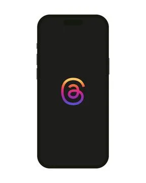 Threads app logo seen on screen isolated smartphone Stock Illustration