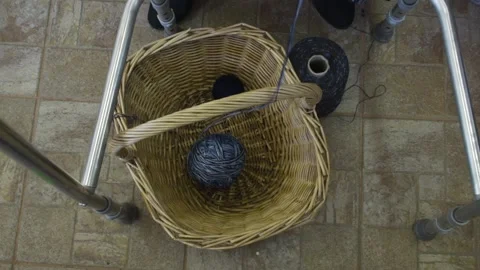 Threads of an elderly woman being prepared for a loom Stock Footage 144507186