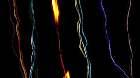Threads with fire Stock Footage 75396104
