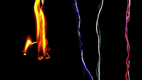 Threads with fire Stock Footage 75396127