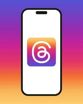 Threads Instagram app on the smartphone iPhone Stock Illustration