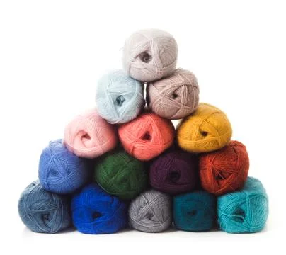 The threads for knitting are folded in the shape of a Christmas tree Stock Photos