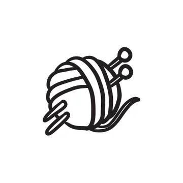 Threads for knitting with spokes sketch icon Illustrazione stock