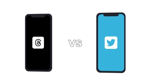 Threads by Meta App vs Twitter Logo Animation, Threads, an Instagram app. Stock Footage 245436307