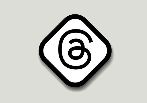 Threads new logo and icon printed on white paper. Threads social media platform  Stock Illustration
