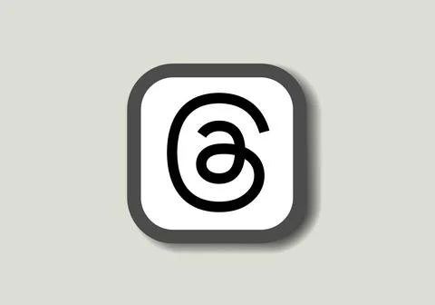 Threads new logo and icon printed on white paper. Threads social media platform5 Stock Illustration