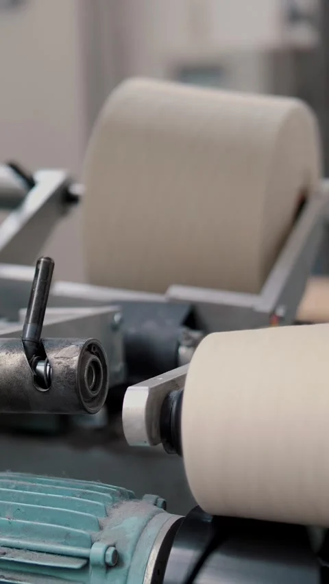 Threads production. Textile factory. Spinning production. Yarn making processes. Stock Footage 315943429