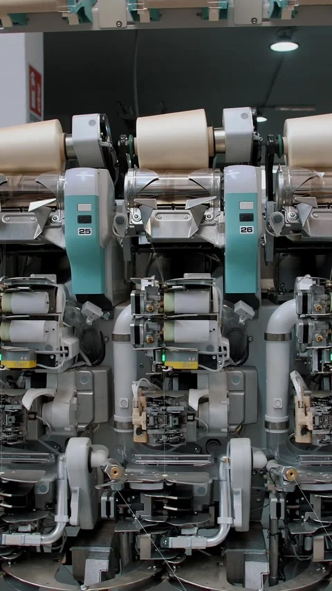 Threads production. Textile factory. Spinning production. Yarn making processes. Stock Footage 318240763