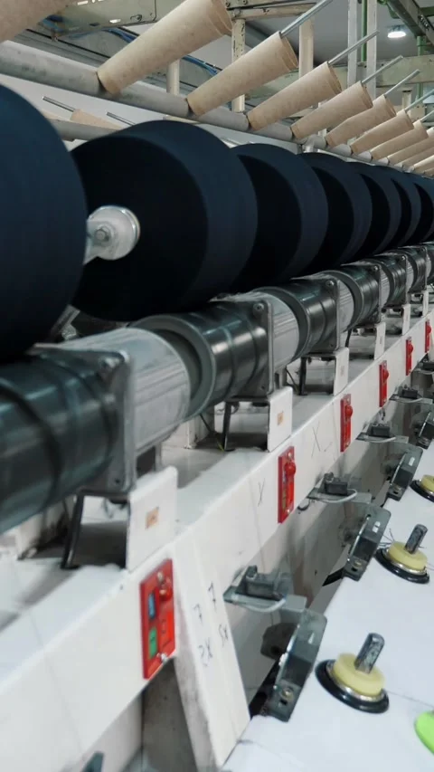 Threads production. Yarn making processes. Spinning production. Textile factory Stock Footage 316464622