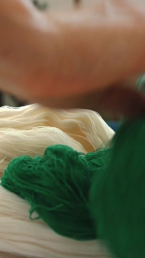 Threads production. Yarn making processes. Spinning production. Textile factory Stock Footage 318462919