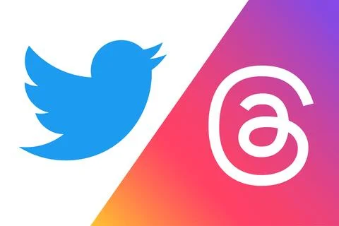 Threads VS Twitter vector with blow and colorful gradient, Twitter  alterna.. Stock Illustration