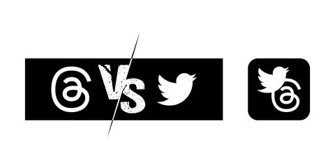 Threads vs Twitter vector, Threads mobile app icon, Threads phone icon, Thr.. Stock Illustration