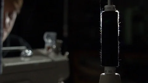 Threads on the working sewing machine in slow motion Stock-Footage 104539982