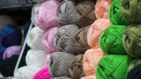 Threads for yarn. Do needlework. Everything for handmade. Stock Footage 171308411