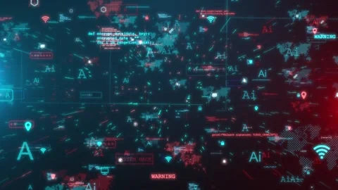 Threat of AI Unchecked Artificial Intelligence Risks Surveillance Concerns Stock Footage 255093299