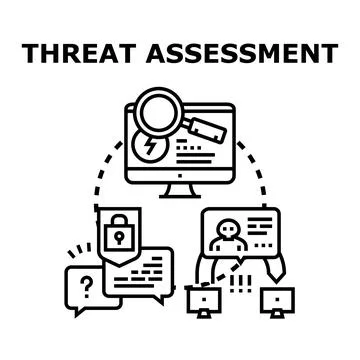 Threat assessment identifying cyber security risks and data protection Stockillustratie