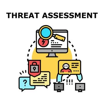 Threat assessment identifying cyber security risks and data protection Stock Illustration