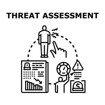Threat assessment process identifying business risk factors Illustrazione stock