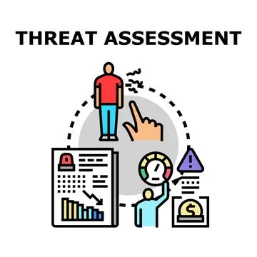 Threat assessment process identifying business risk factors Illustrazione stock