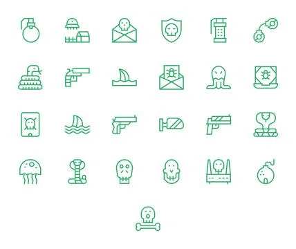 Threat Comprehensive Vector Bundle with 25 PIXEL Perfect Regular Line 128x1.. 스톡 일러스트