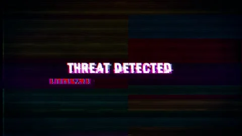 Threat Detected Computer Security Alert Message with Glitch text and background Video stock 196962528