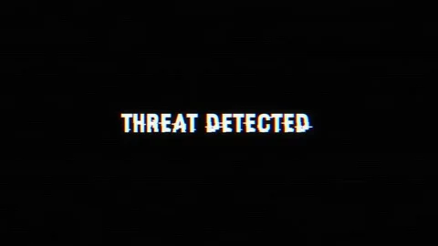 Threat Detected Computer System Security Alert Message with Glitch text Video stock 196963964